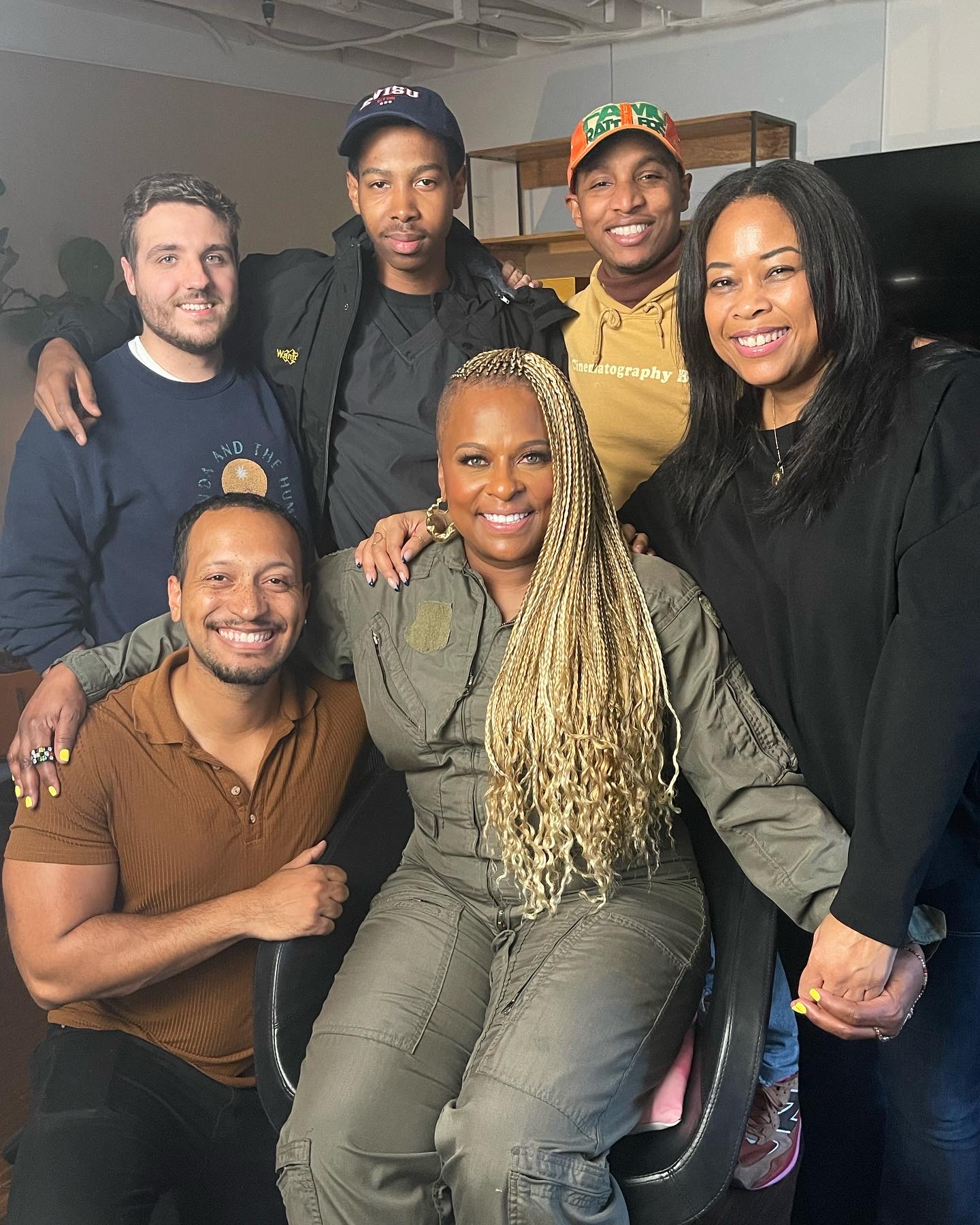 On set with the crew