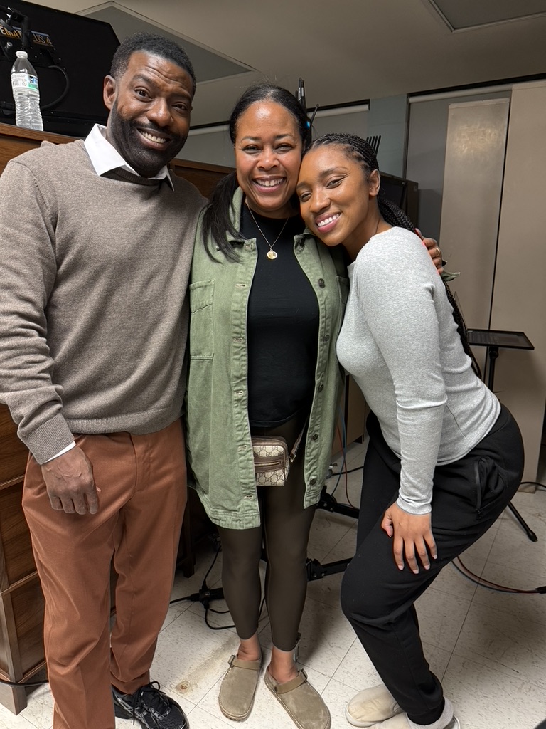 Andrena Hale on set with Hassan Johnson