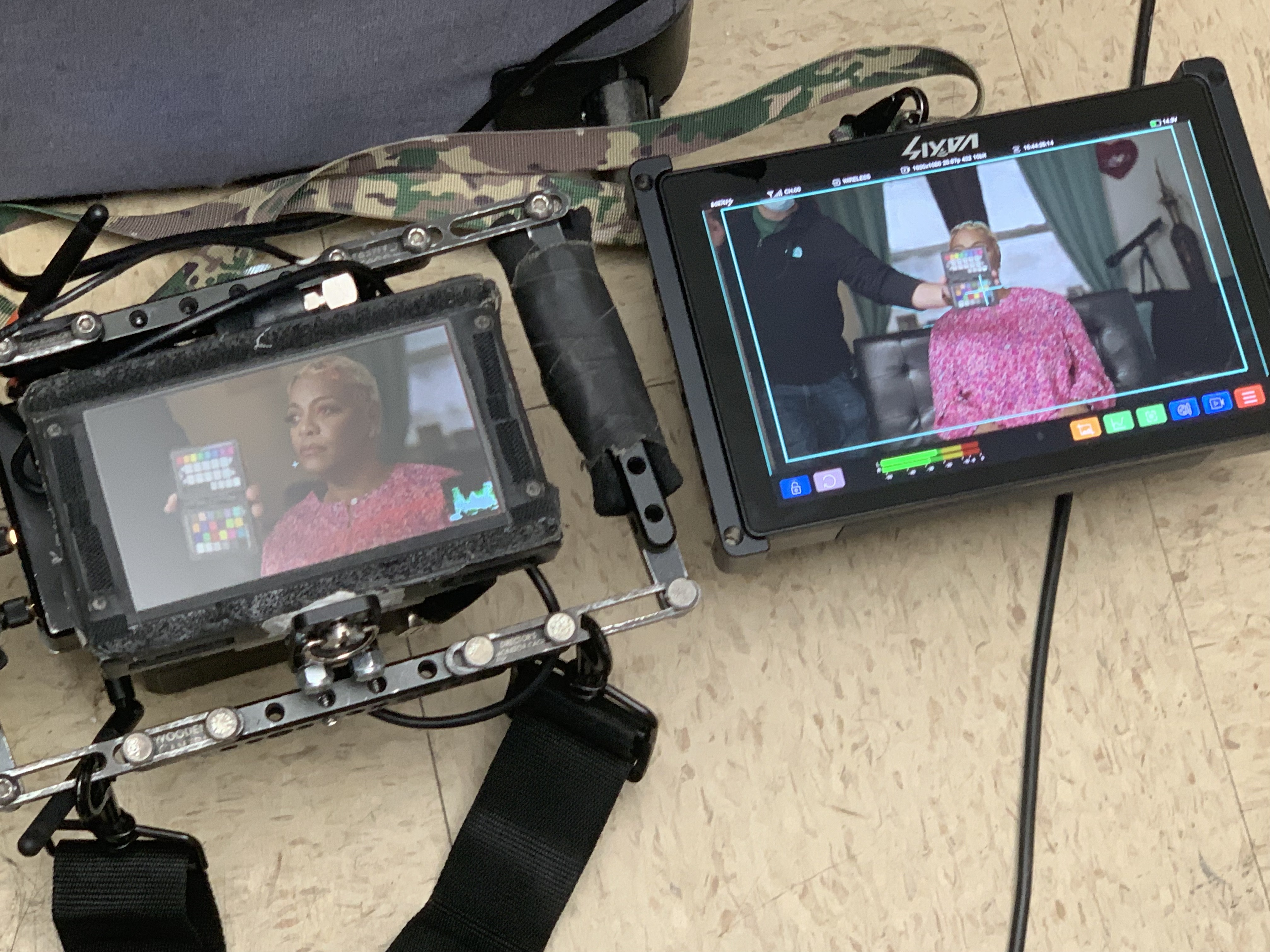 Interview framed up on the director&rsquo;s monitors